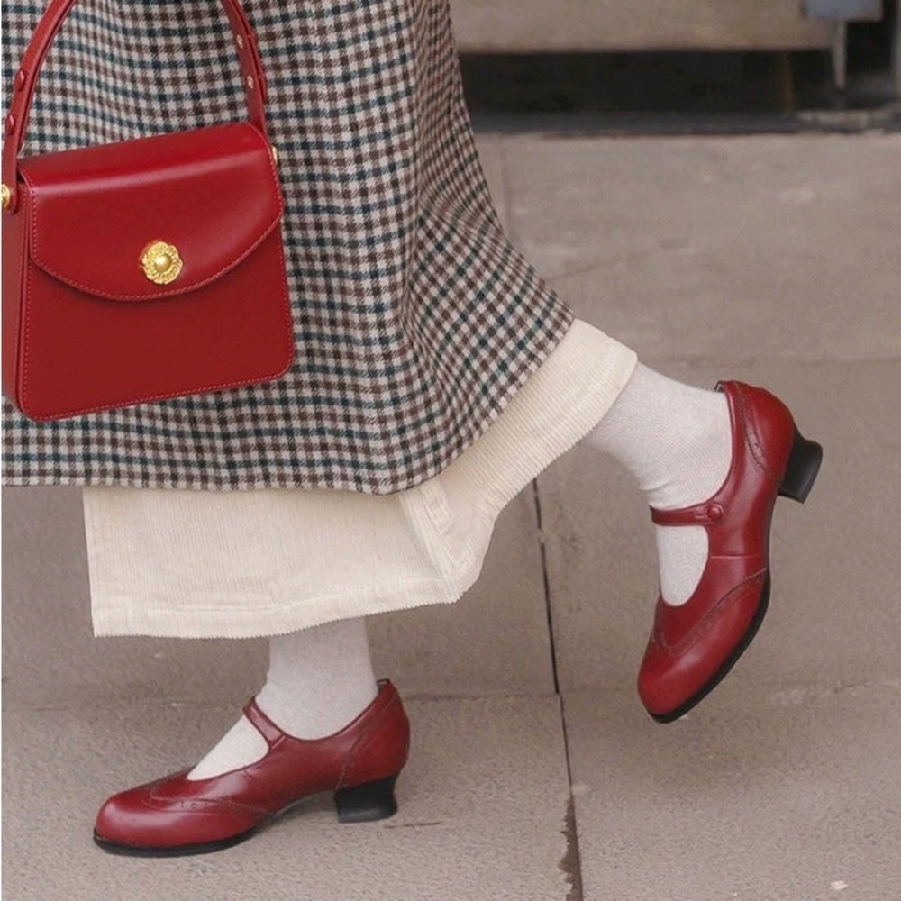 Stroll Story Burgundy Red Kitten Heel / Mary Janes